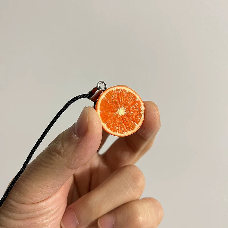 Cute Fresh Half Orange Necklace Personality Creative Fruit Pendant Design High-end Neck Jewelry Gift